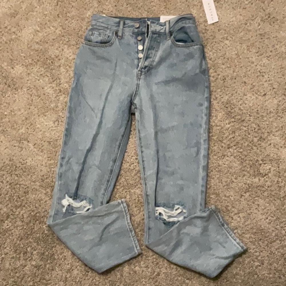 pacsun, high rise,straight jeans. Blue, white wash, size 23, never been worn